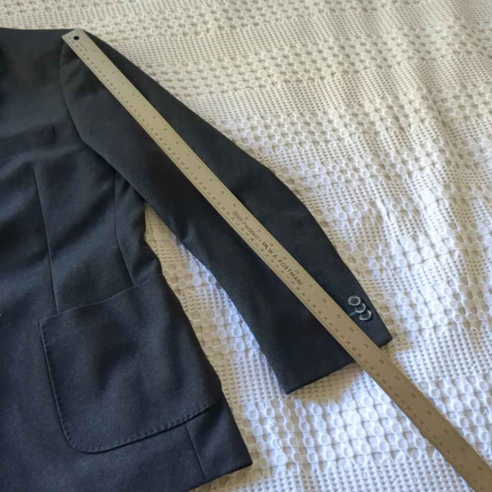 7Diamonds‎ Fit Sport Coat Blazer Medium Charcoal Black Royal Blue EXCELLENT COND